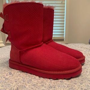 Hot Pink Exotic Scales Bailey Bow Boots with Dyed Wool Interior